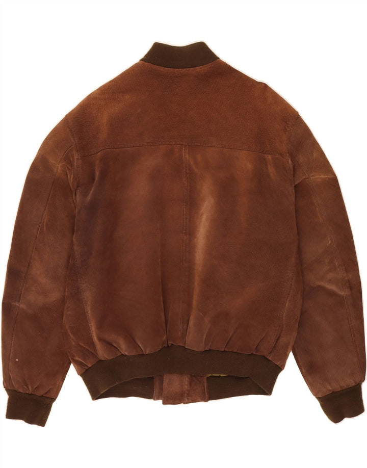 VINTAGE Ανδρικό Suede Bomber Jacket UK 40 Large Brown Δερμάτινο