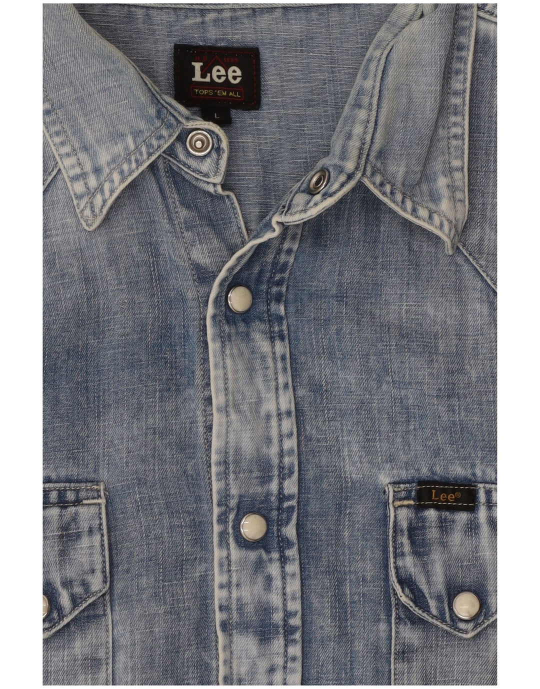 Lee Mens Acid Wash Τζιν Πουκάμισο μεγάλο μπλε βαμβακερό