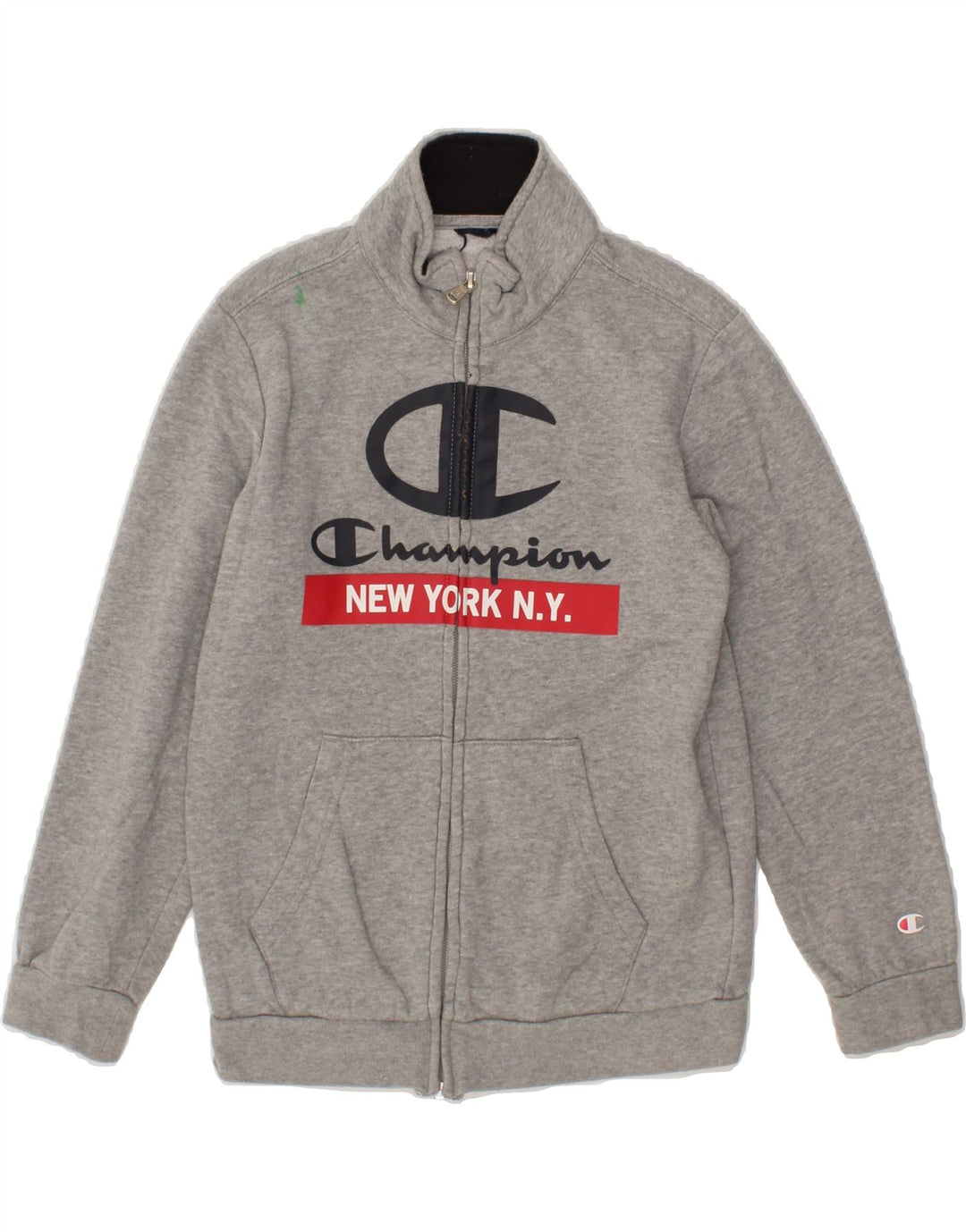 CHAMPION Boys Graphic Tracksuit Top Jacket 8-9 Years Grey Vintage Champion and Second-Hand Champion from Messina Hembry 