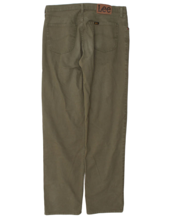 Lee Mens Brooklyn Straight Casual Παντελόνι W34 L34 Χακί Βαμβακερό