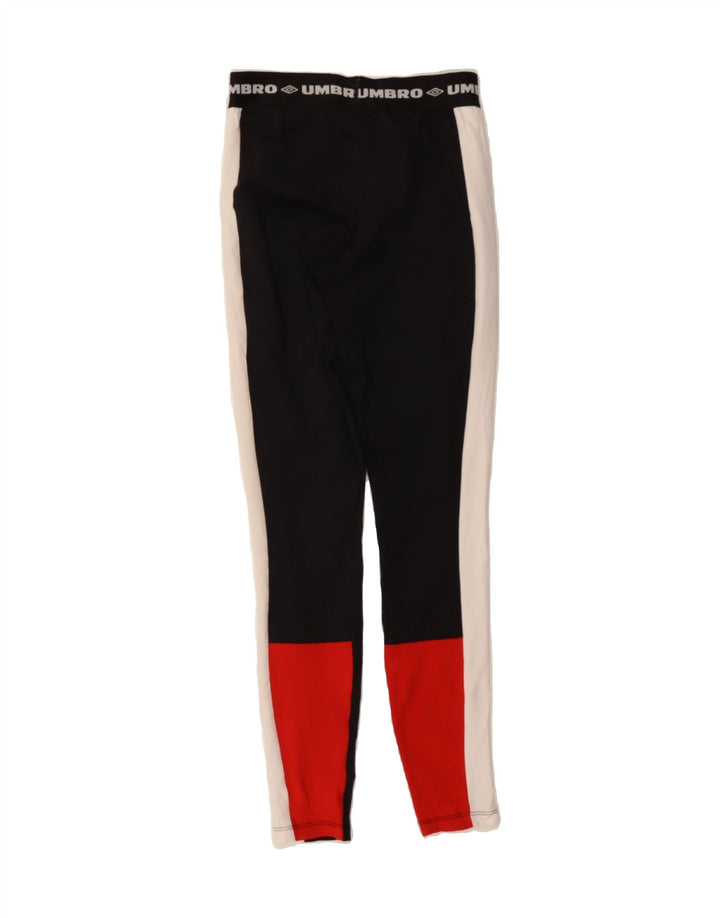 UMBRO Womens Graphic Leggings UK 10 Small Black Colourblock Polyester Vintage Umbro and Second-Hand Umbro from Messina Hembry 