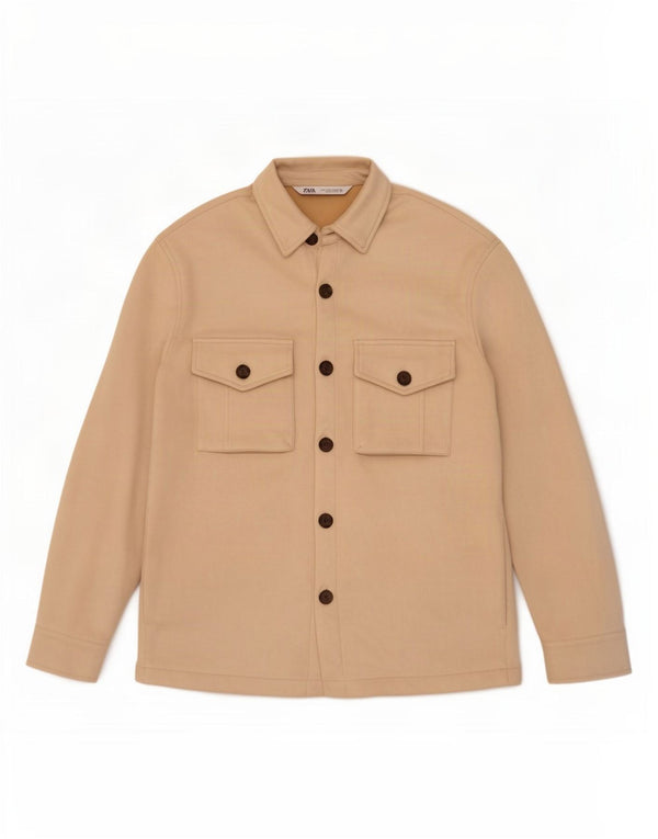 Zara Mens Bomber Jacket UK 36 Small Off White Polyester