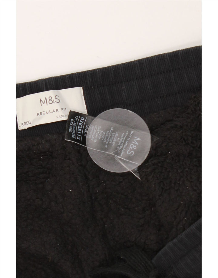 Marks & Spencer Ανδρικό παντελόνι αντιανεμικό σε κανονική εφαρμογή Μικρό μαύρο βαμβακερό