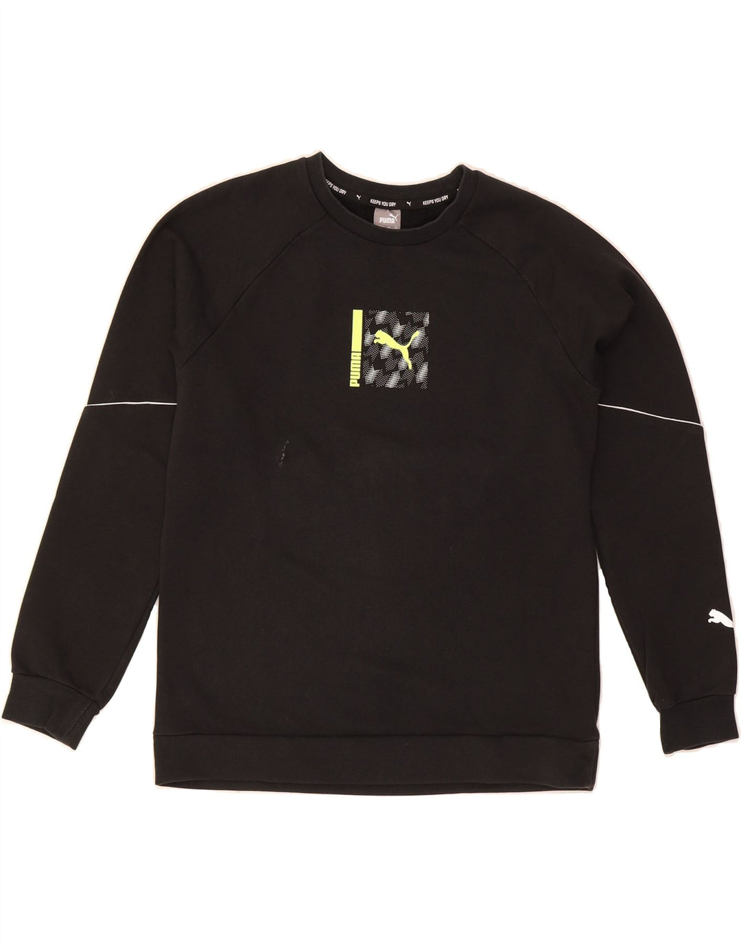 PUMA Boys Graphic Sweatshirt Jumper 13-14 Years Large Black Cotton Vintage Puma and Second-Hand Puma from Messina Hembry 