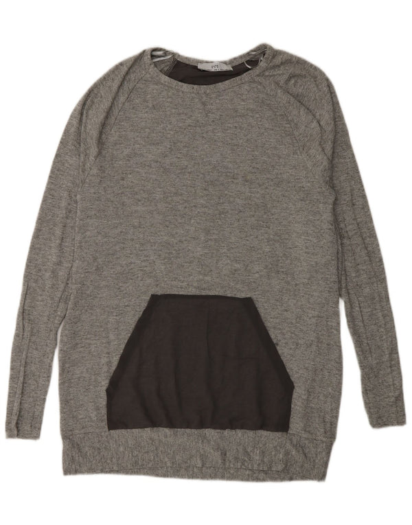 Zara Γυναικείο πουλόβερ με λαιμόκαυστο UK 10 Small Grey Colourblock