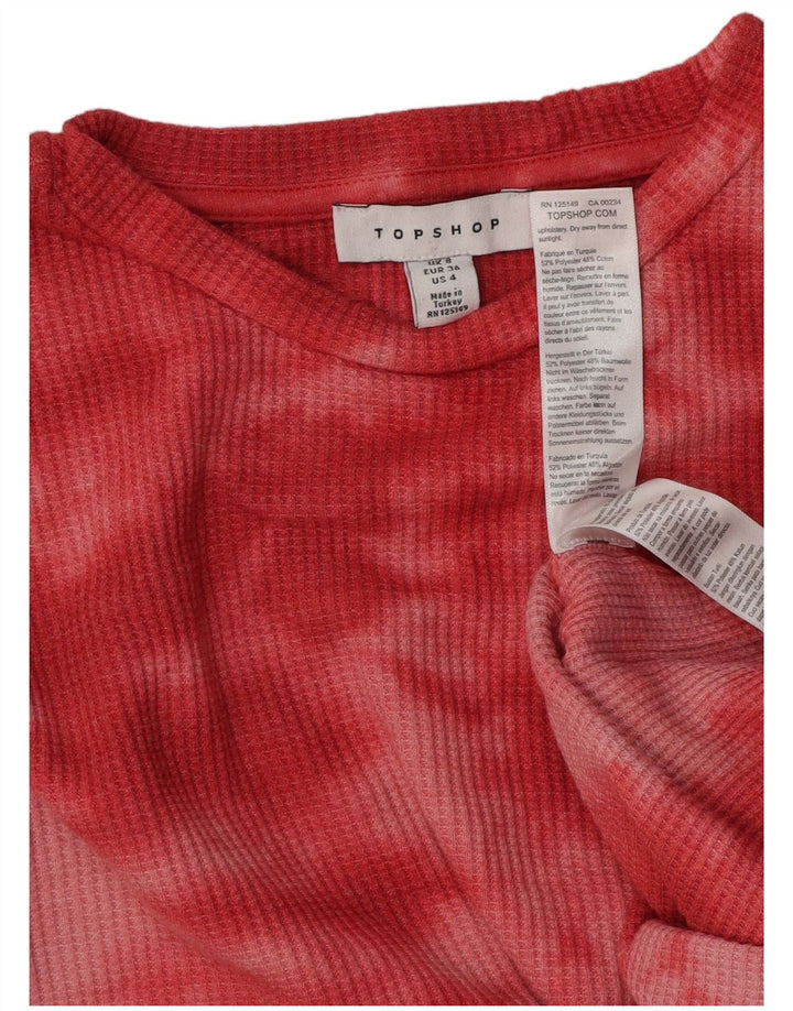Topshop Γυναικείο τοπ μακρυμάνικο UK 8 Small Red Tie Dye Polyester