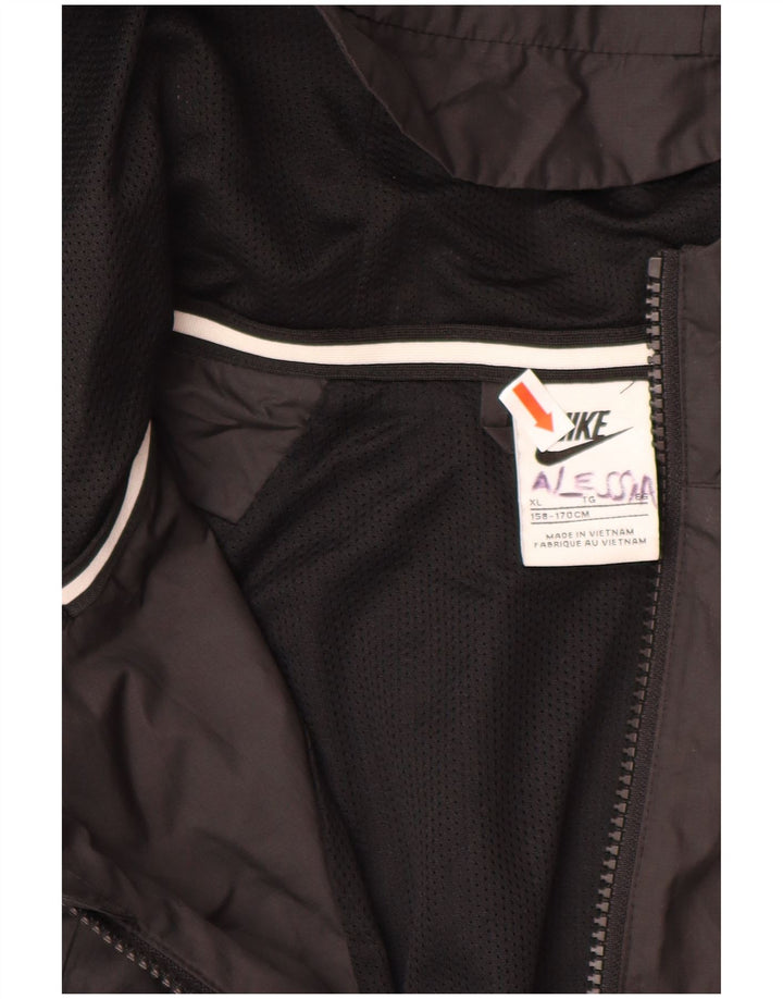 Μπουφάν βροχής NIKE Boys Hooded 13-14 Years XL Μαύρος Πολυεστέρας