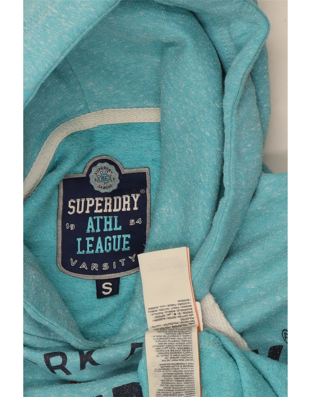 SUPERDRY Γυναικείο London Graphic Hoodie Jumper UK 10 Small Blue Flecked