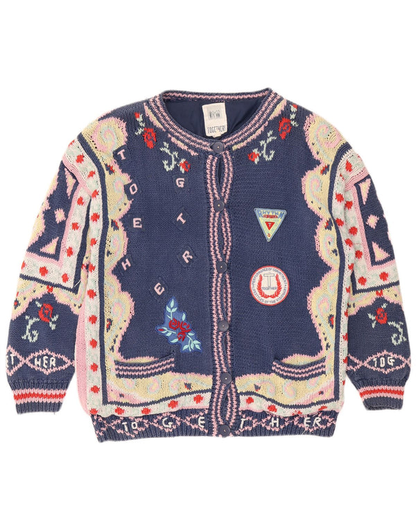 Together Γυναικείο πουλόβερ γραφικών ζακέτα UK 16/18 μεγάλο μπλε χρώμα