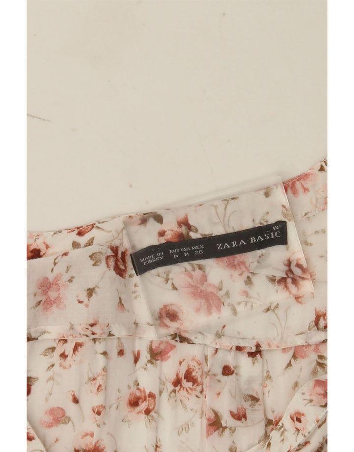 Zara Γυναικεία μπλούζα με 3/4 μανίκια τοπ UK 14 Medium White Floral