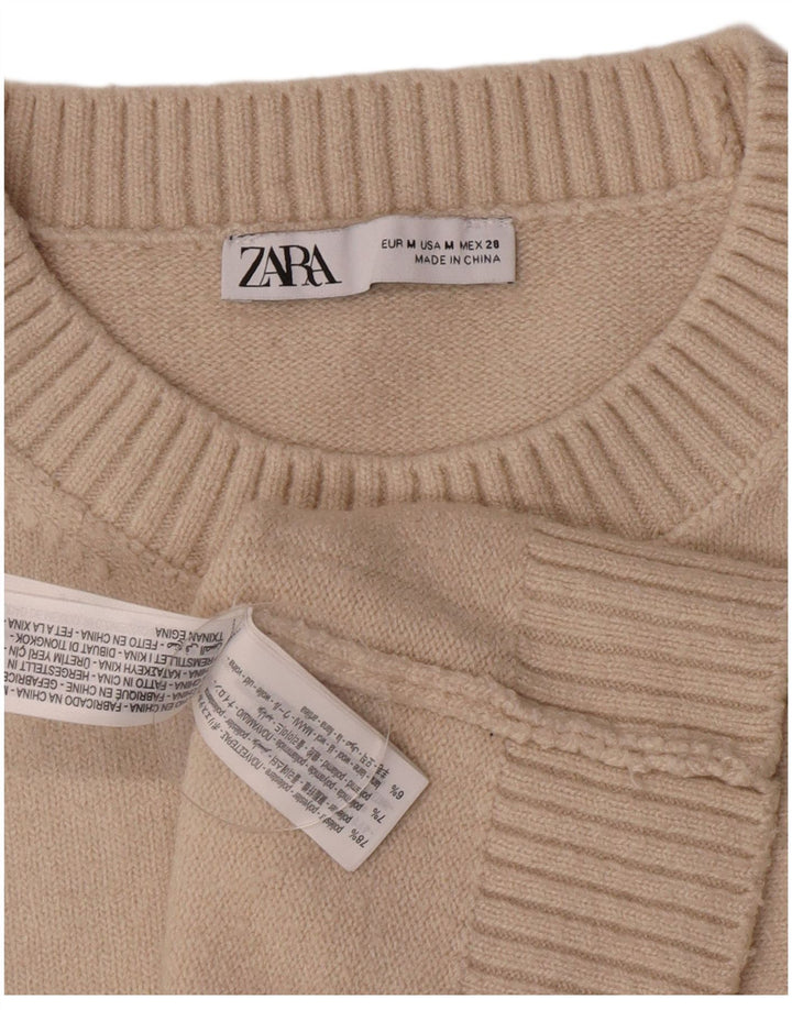 Zara Γυναικείο Crop Vest Tank Top UK 12 Medium Beige Polyester