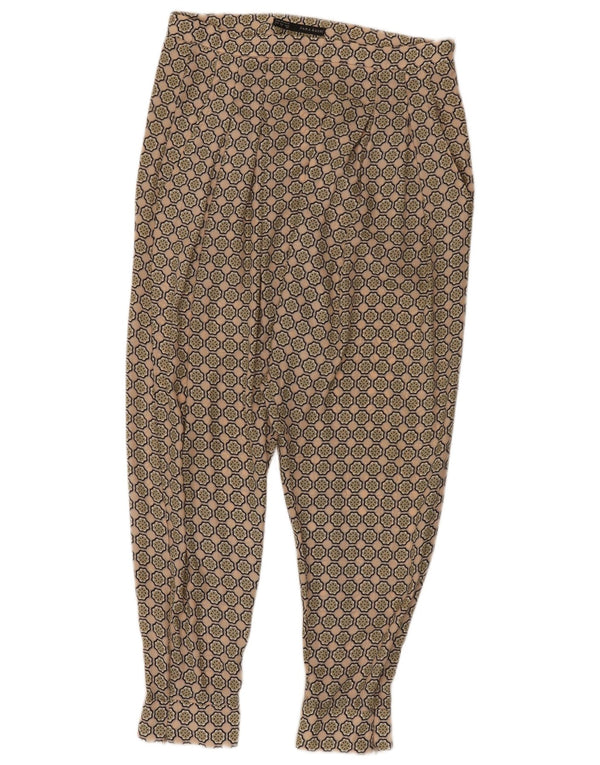 Zara Womens Joggers Pegged Cropped Trousers Small W26 L23 Beige Floral
