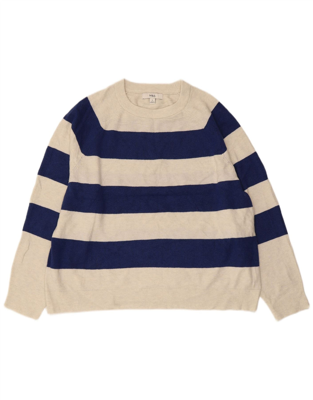 MARKS & SPENCER Γυναικείο πουλόβερ με λαιμόκοψη UK 18 XL Navy Blue ριγέ