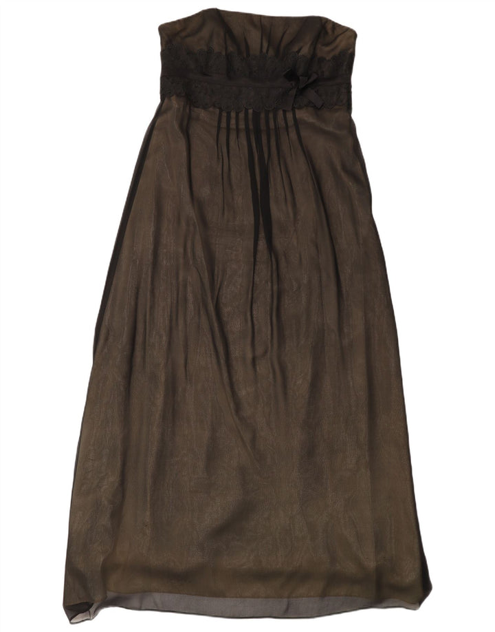 Monsoon Γυναικείο Στράπλες Φόρεμα UK 14 Large Black Silk