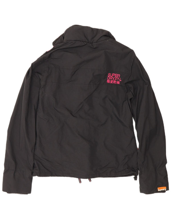 Superdry γυναικείο μπουφάν με κανονική εφαρμογή αντιανεμικό UK 16 μεγάλο μαύρο νάιλον