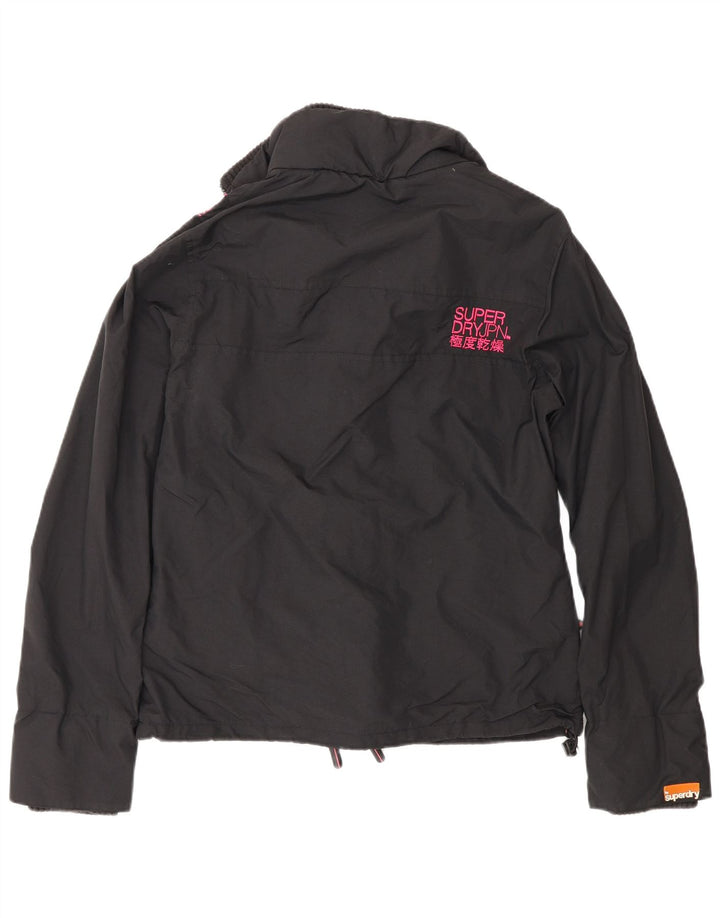 Superdry γυναικείο μπουφάν με κανονική εφαρμογή αντιανεμικό UK 16 μεγάλο μαύρο νάιλον