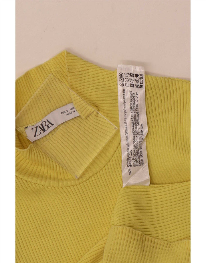Zara Γυναικείο τοπ μακρυμάνικο UK 8 Small Yellow Polyamide