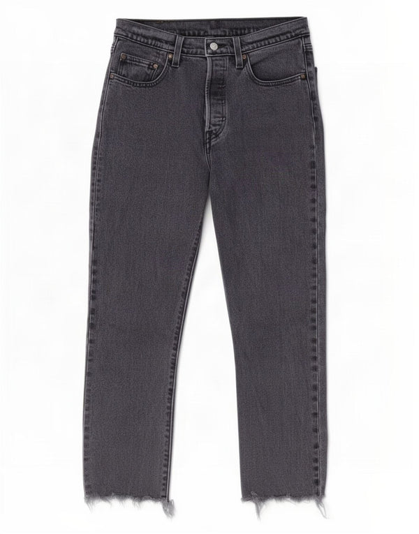 Levi's Womens 501 Crop Straight Jeans W27 L26 Γκρι βαμβακερό