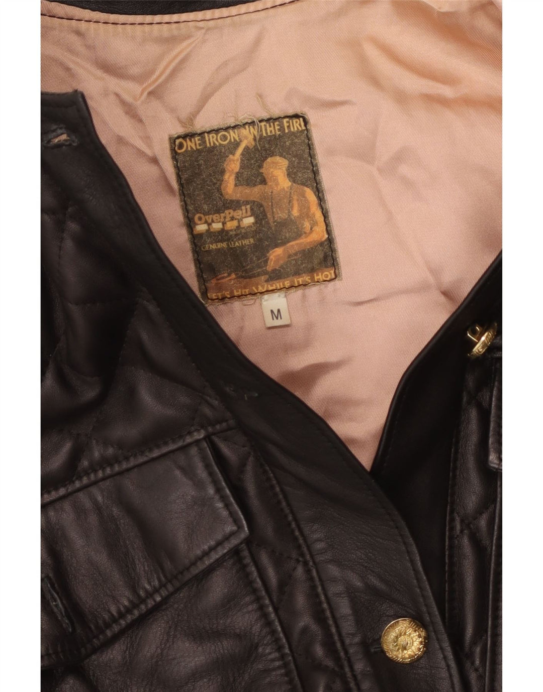 Vintage Γυναικείο Δερμάτινο Μπουφάν UK 14 Medium Black Leather