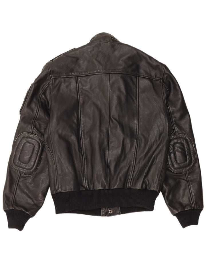 Vintage Ανδρικό Δερμάτινο Military Jacket UK 38 Medium Black Leather