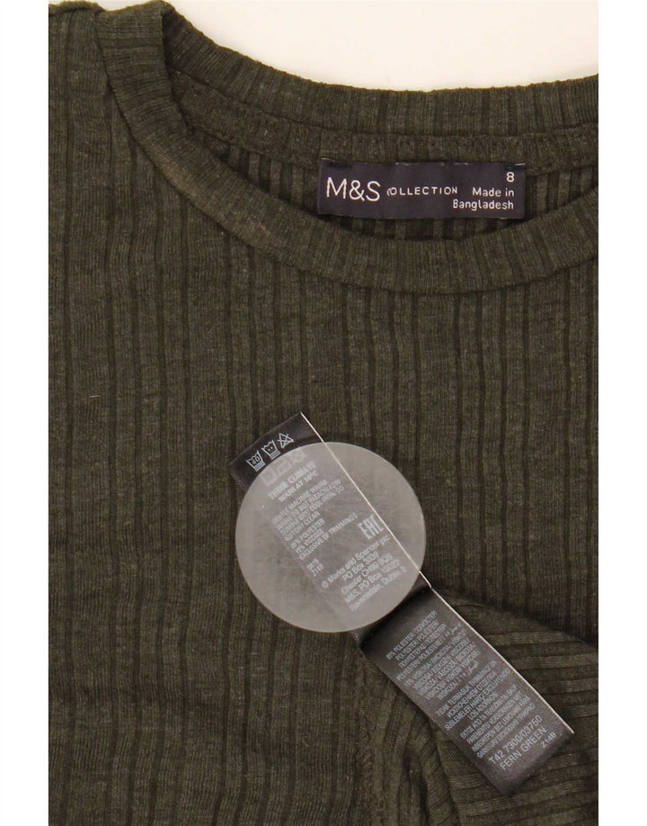 Marks & Spencer Γυναικείο μακρυμάνικο φόρεμα A-Line UK 8 Μικρό Χακί Πολυεστέρας