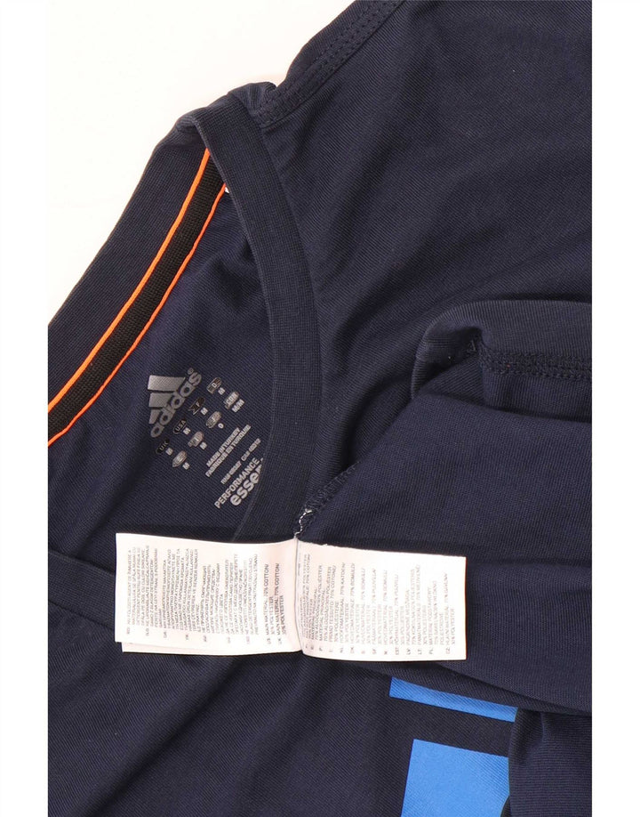 Ανδρικό γραφικό T-Shirt Adidas Top από μεσαίο μπλε ναυτικό βαμβακερό