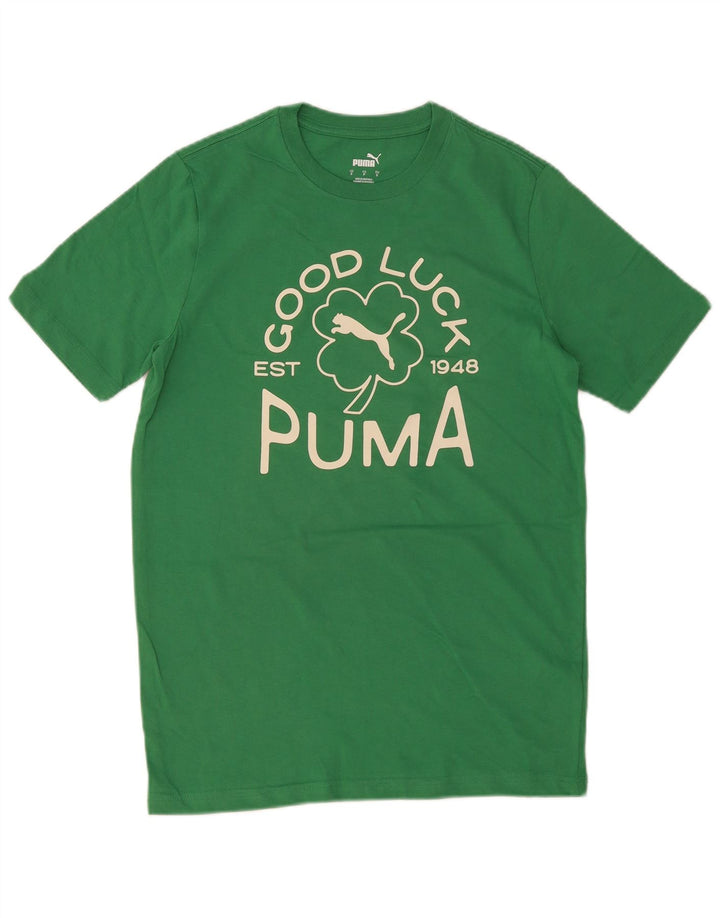 Ανδρικό γραφικό μπλουζάκι Puma, μικρό πράσινο βαμβακερό