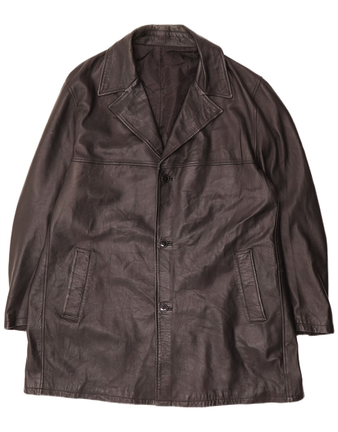 Vintage Ανδρικό Δερμάτινο Παλτό Μέγεθος 62 4XL Μαύρο Δερμάτινο