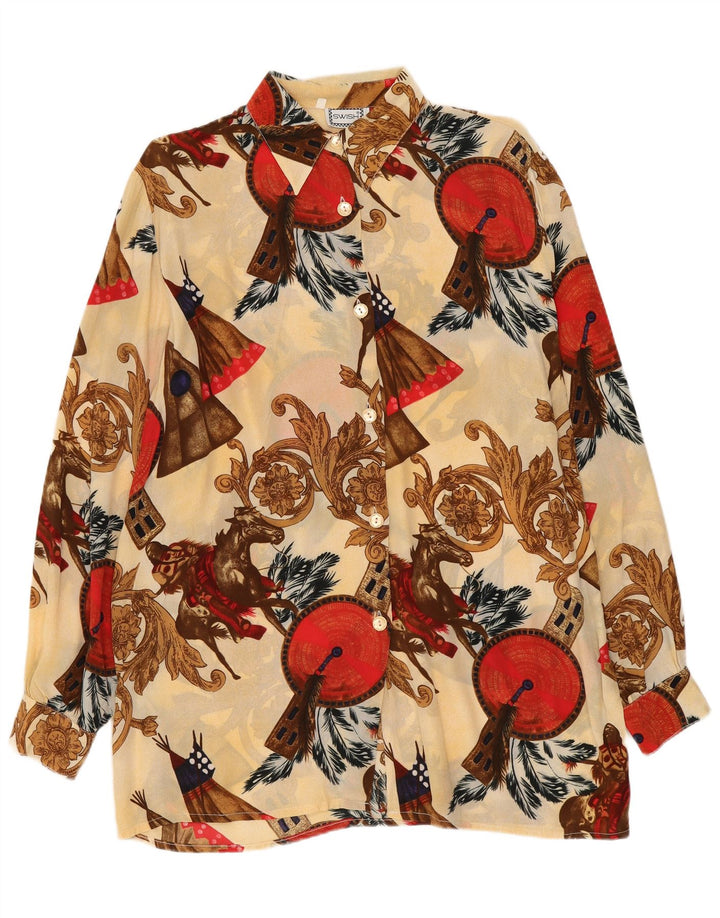 Swish Γυναικείο Longline μπλούζα με αφηρημένο σχέδιο UK 10 Small Beige