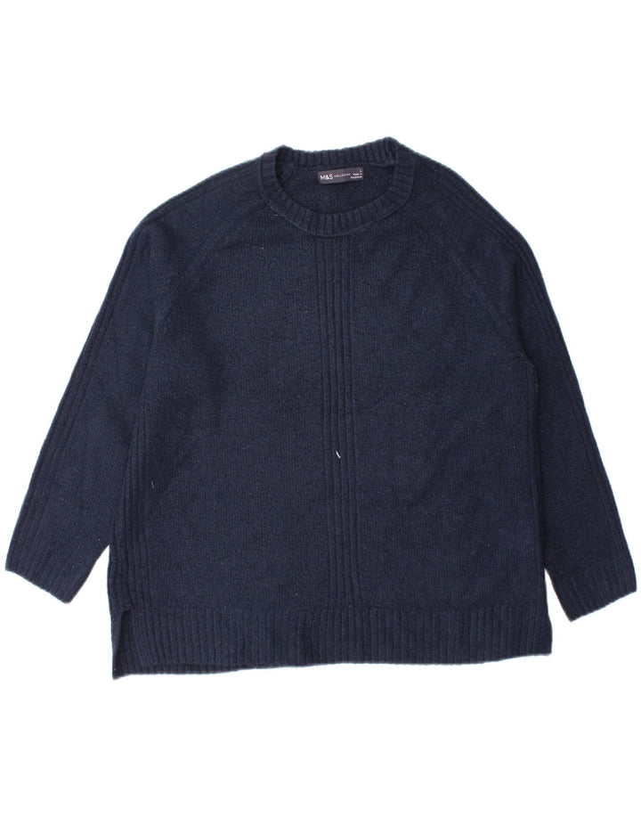 MARKS & SPENCER Womens Crew Neck Jumper Sweater UK 16 Large Navy Blue Vintage Marks & Spencer and Second-Hand Marks & Spencer from Messina Hembry 