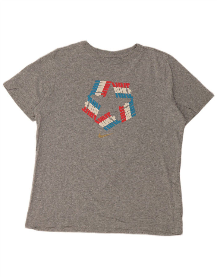 Γυναικείο γραφικό μπλουζάκι NIKE κανονική εφαρμογή τοπ UK 18 XL γκρι βαμβακερό