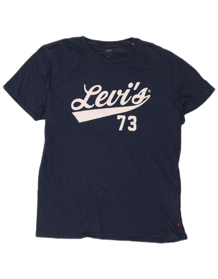 Ανδρικό γραφικό T-Shirt Levi's Top Large Navy Blue από βαμβάκι