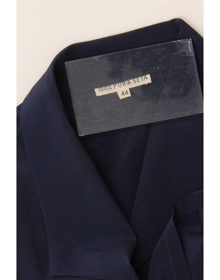 Vintage Γυναικείο Πουκάμισο Μπλούζα IT 44 Medium Navy Blue Silk