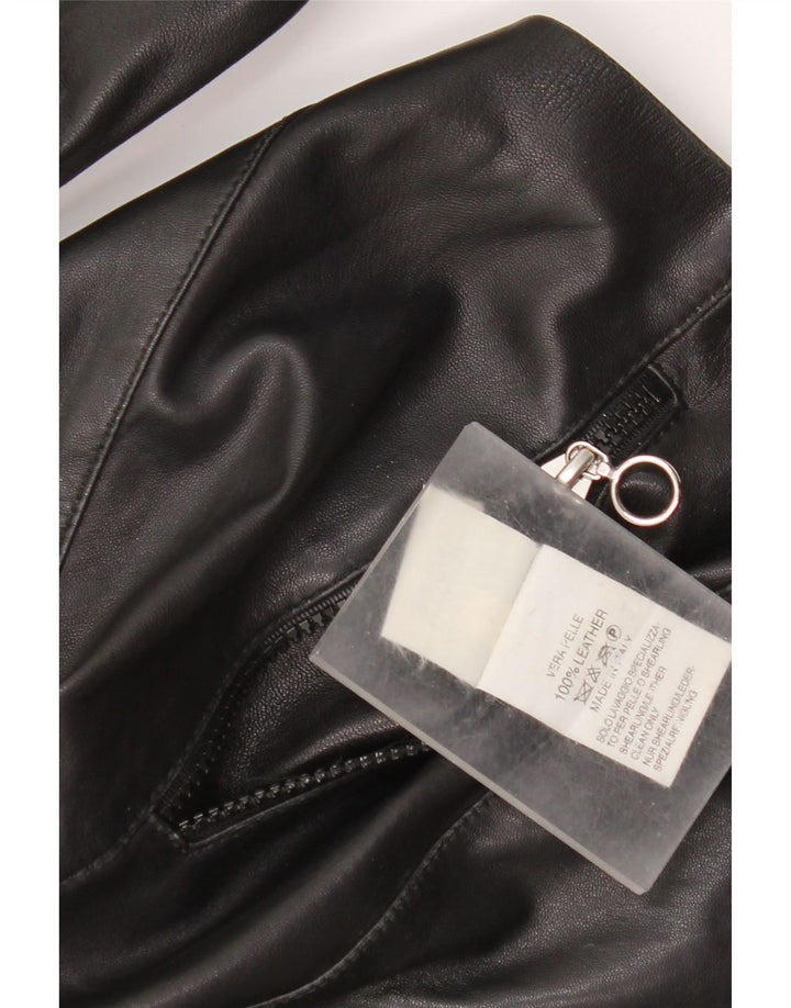Vintage Γυναικείο Δερμάτινο Μπουφάν UK 14 Medium Black Leather