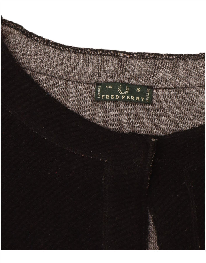 Fred Perry Γυναικείο πουλόβερ ζακέτα με 3/4 μανίκια UK 10 Small Black Colourblock