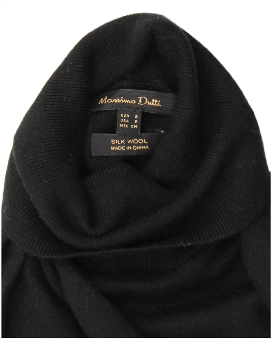 Massimo Dutti Γυναικείο πουλόβερ με ρολό λαιμόκοψη UK 8 Small μαύρο