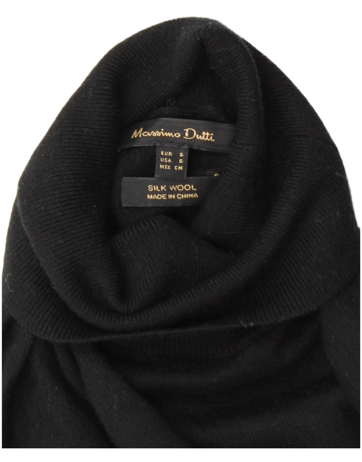 Massimo Dutti Γυναικείο πουλόβερ με ρολό λαιμόκοψη UK 8 Small μαύρο