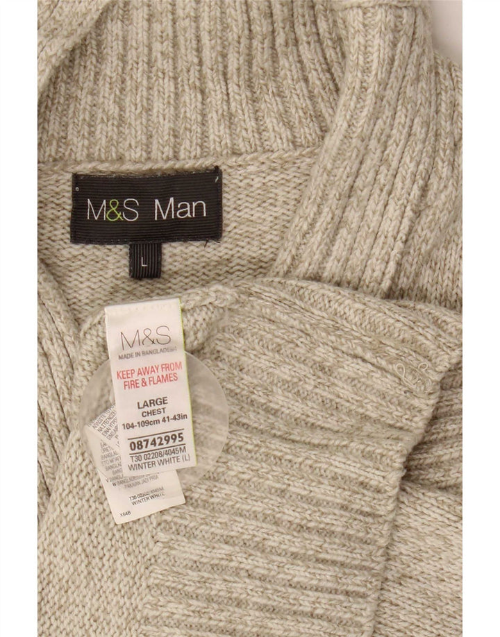 Marks & Spencer Ανδρικό πουλόβερ με σάλι λαιμόκοψη μεγάλο γκρι ακρυλικό