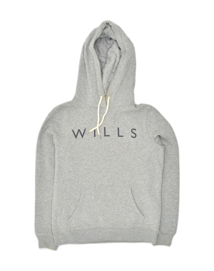 JACK WILLS Womens Graphic Hoodie Jumper UK 10 Small  Grey Polyester | Vintage Jack Wills | Thrift | Second-Hand Jack Wills | Used Clothing | Messina Hembry 