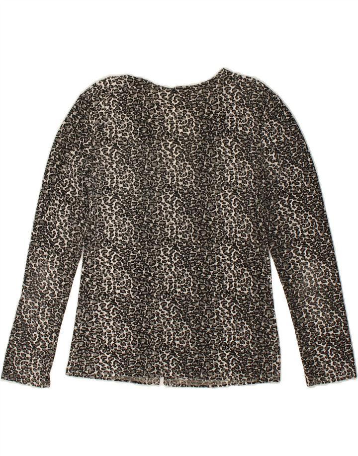 CAROL Womens Shirt Blouse UK 14 Large Grey Animal Print Polyester Vintage Carol and Second-Hand Carol from Messina Hembry 