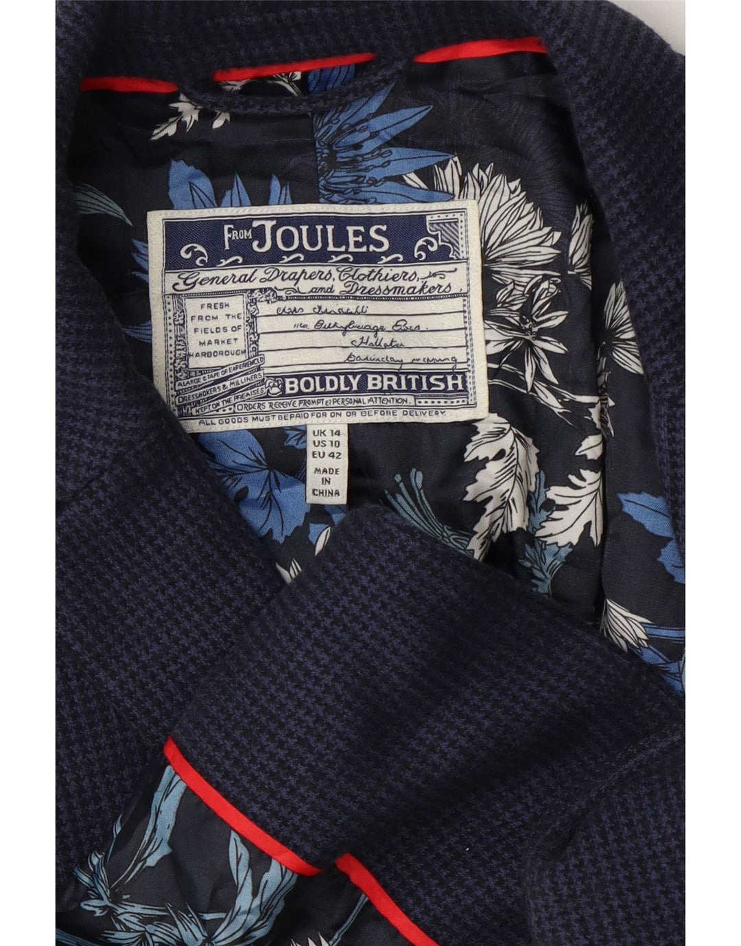 Joules γυναικείο σακάκι 2 κουμπιών UK 14 μεγάλο Navy Blue Houndstooth