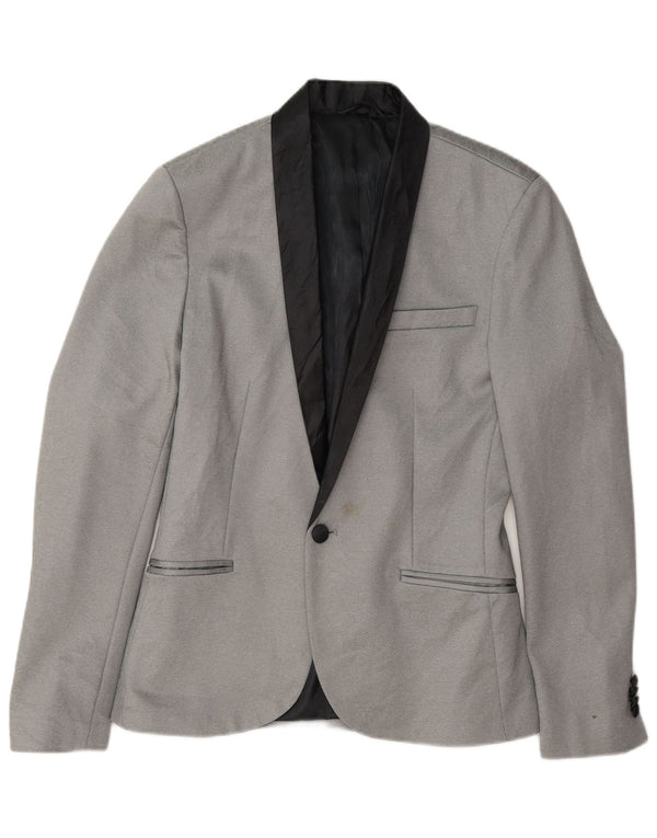 Zara Ανδρικό μπουφάν σακάκι με 1 κουμπί UK 36 Small Grey Polyester
