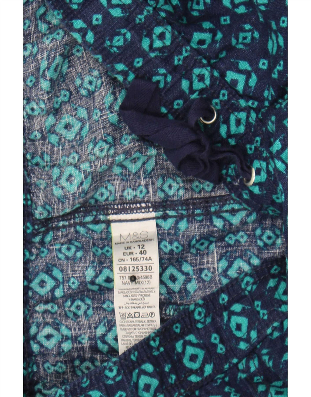 Marks & Spencer Γυναικεία φούστα A-Line UK 12 Medium W30 Navy Blue Geometric