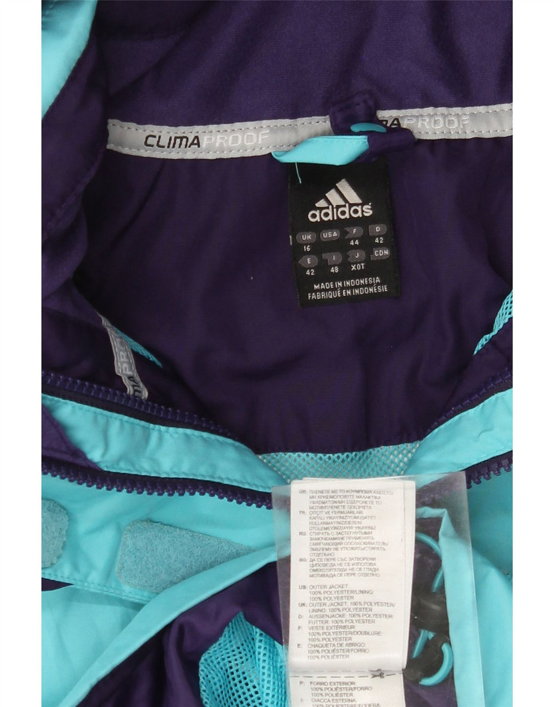 Adidas Γυναικείο Αδιάβροχο με κουκούλα Clima Proof UK 16 Large Blue Polyester