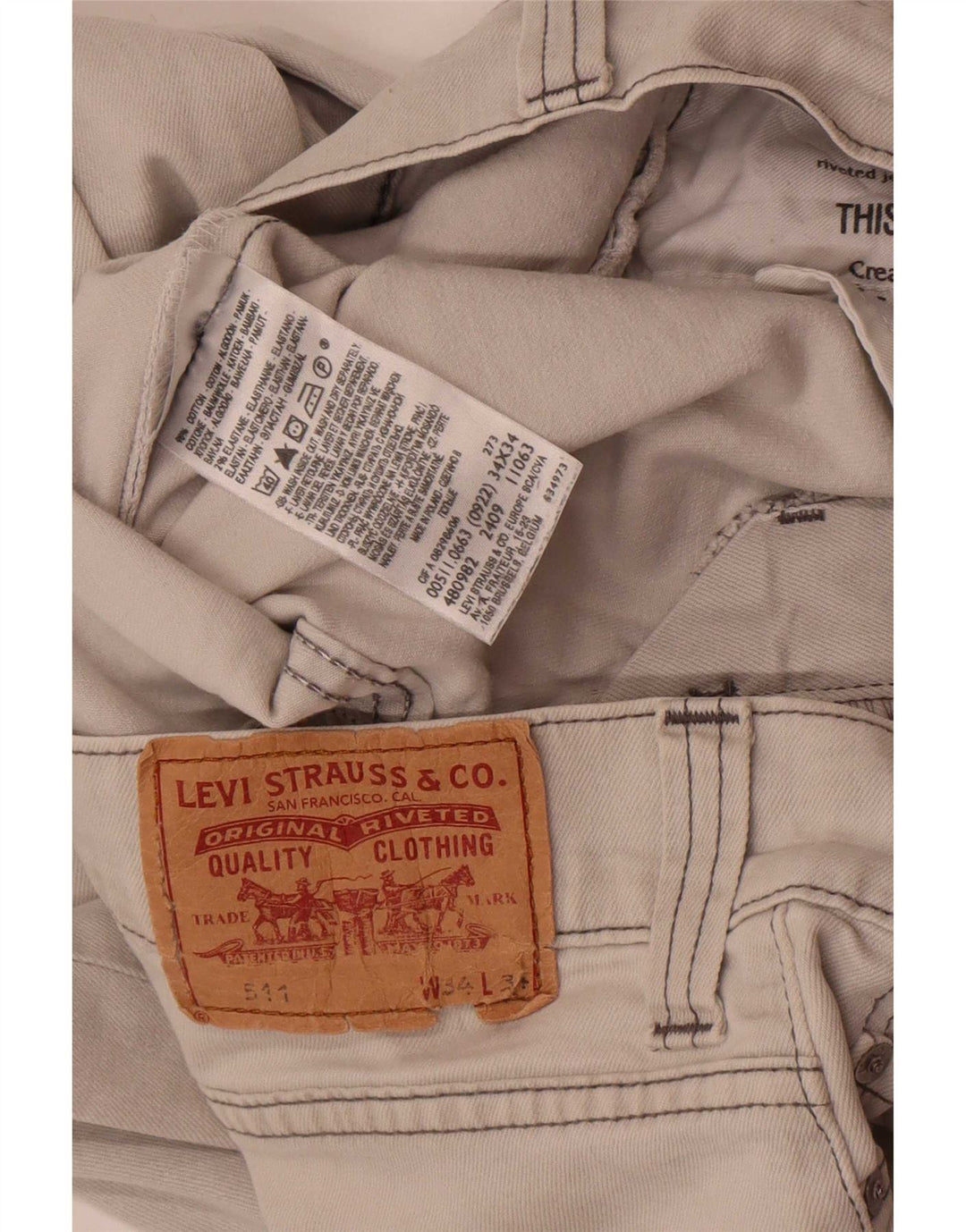 Levi's Mens 511 Slim Jeans W34 L34 Γκρι βαμβακερό