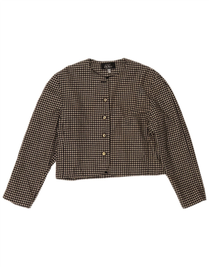 Vintage γυναικείο μπουφάν Bolero UK 12 Μεσαίο μαύρο μαλλί Houndstooth