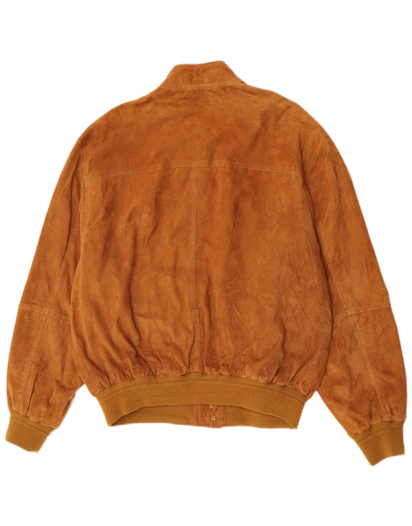Vintage Ανδρικό Suede Bomber Jacket IT 54 2XL Καφέ Δερμάτινο