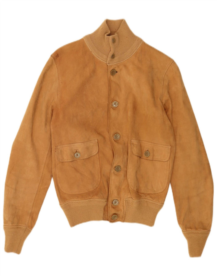 Vintage Ανδρικό Suede Bomber Jacket UK 36 Small Brown Leather