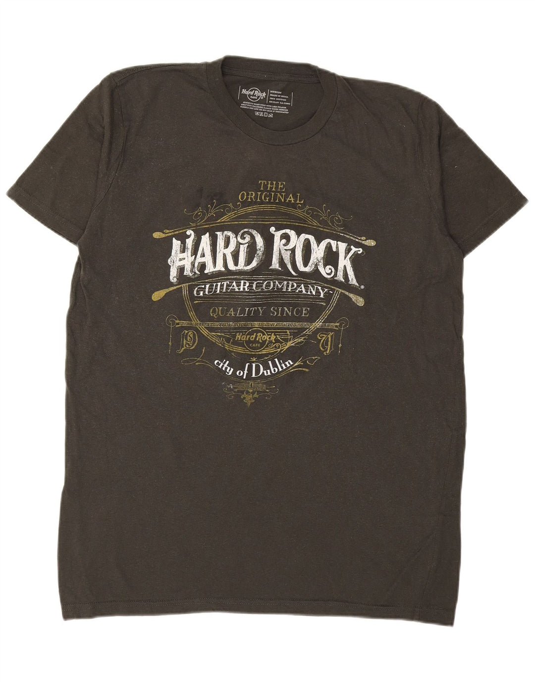 HARD ROCK CAFE Ανδρικό γραφικό μπλουζάκι City Of Dublin Top Medium Khaki Cotton