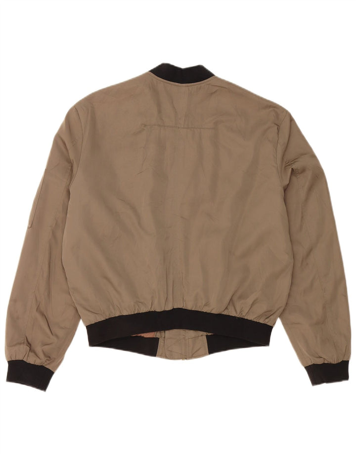 ZARA Womens Oversized Bomber Jacket UK 10 Small Green Cotton